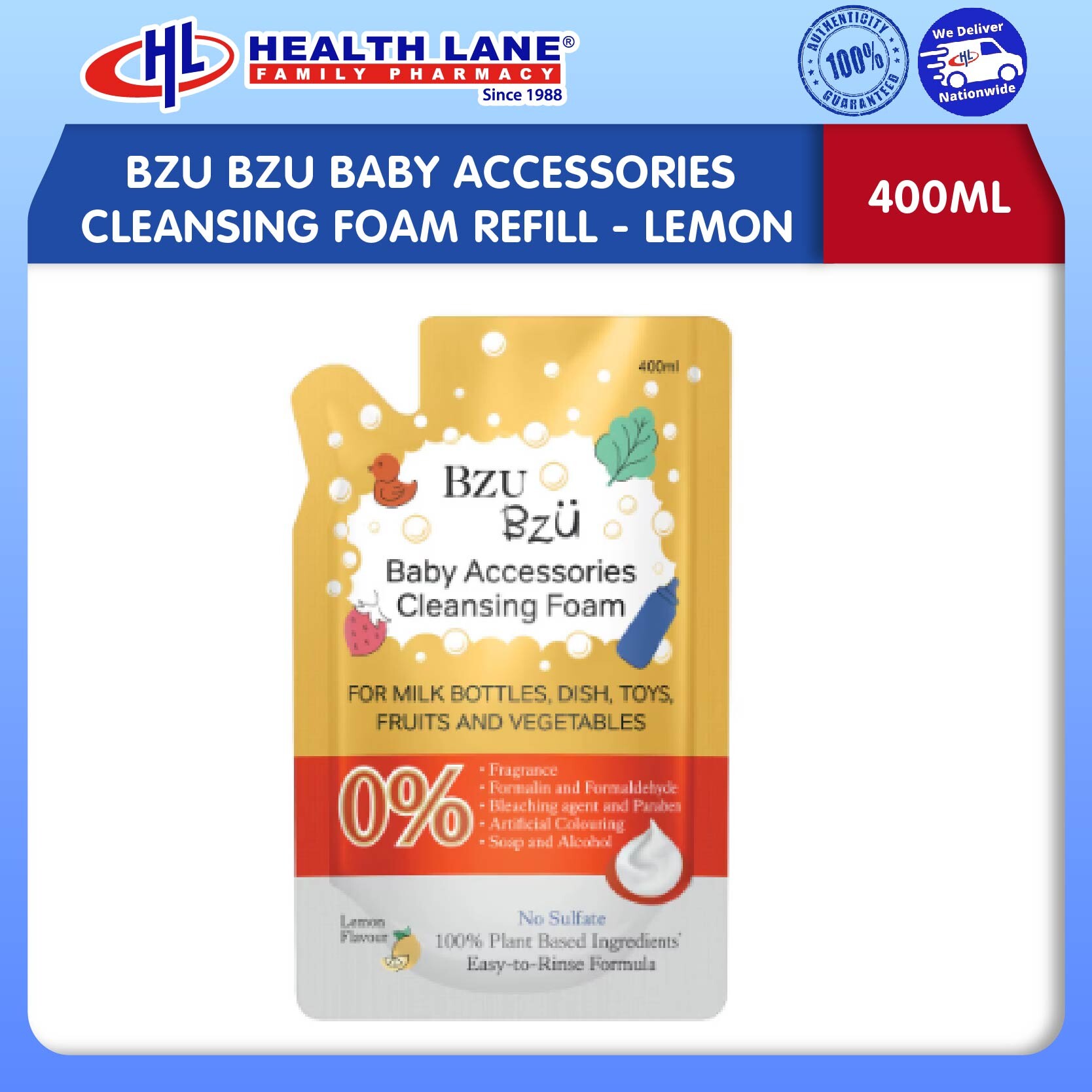 BZU BZU BAYI ACCESSORIES CLEANSING BERBUIH REFILL (400ML) - LEMON